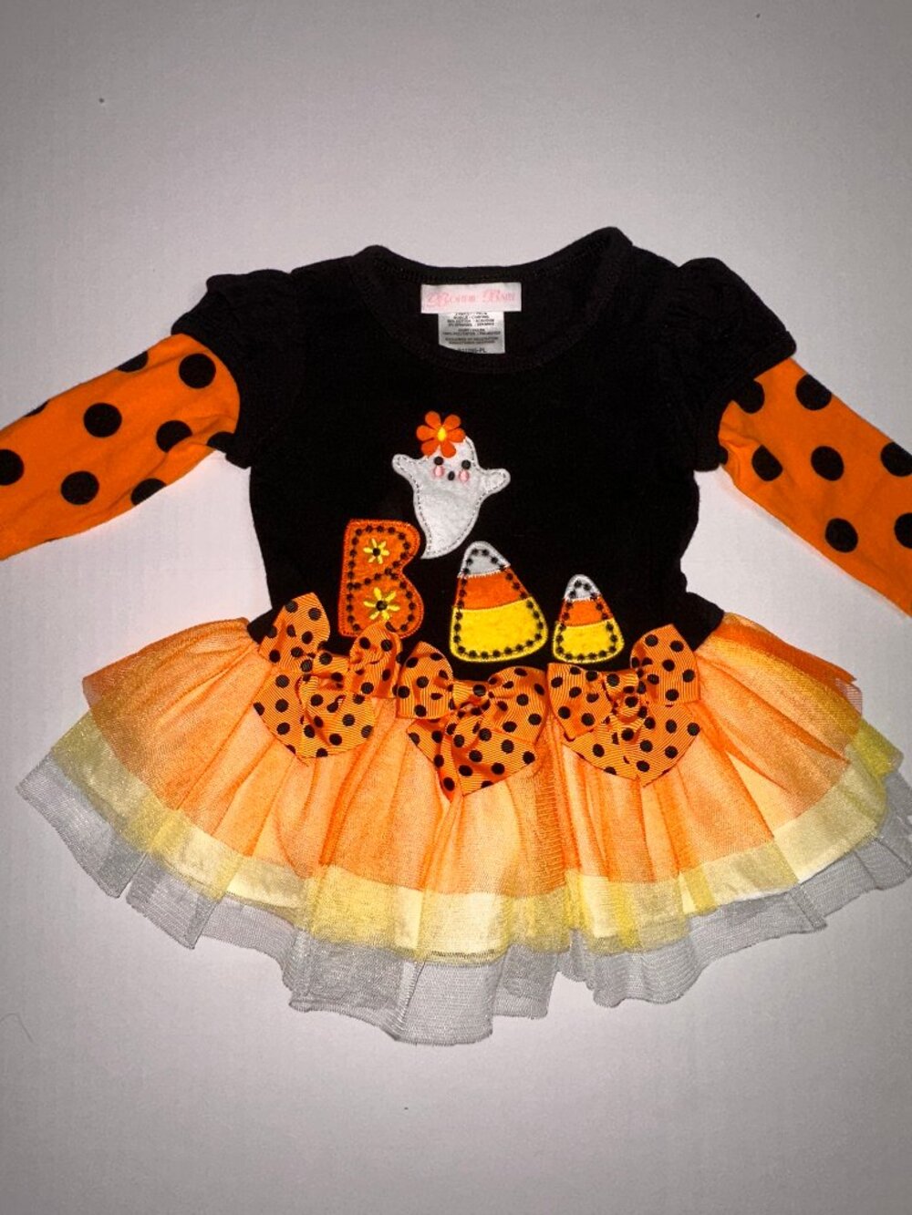 BONNIE JEAN BABY GIRLS HALLOWEEN DRESS 3-6 mo MONTH BOO! Candy Corn Tutu #712